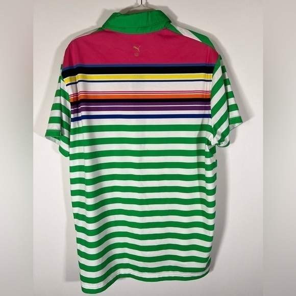 Puma Other - NWOT PUMA performance colorful polo green white striped rainbow sz XL streetwear